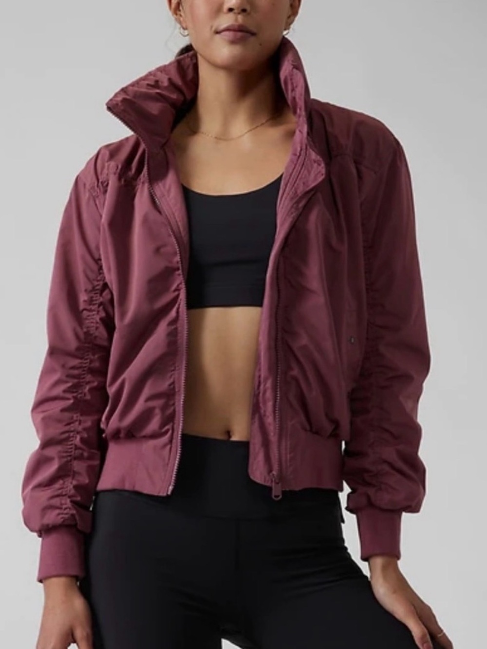 NWT Athleta Women's Lightweight Burgundy Bomber Jacket